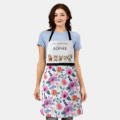 Hunde mit Blume, Aquarell Schürze (Getragen)