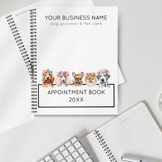 Hunde mit Blume, Aquarell, Weiß Planer