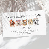 Hunde mit Blume, Aquarell, Weiß Visitenkarte