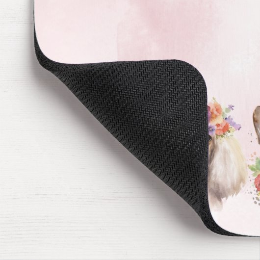 Hunde mit Blume, Aquarellfarbe Mousepad (Ecke)