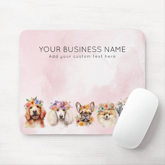 Hunde mit Blume, Aquarellfarbe Mousepad (Mit Mouse)