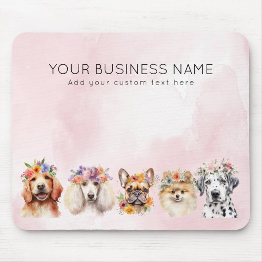 Hunde mit Blume, Aquarellfarbe Mousepad (Vorne)