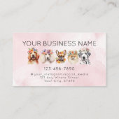 Hunde mit Blume, Aquarellfarbe Visitenkarte (Rückseite)