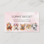 Hunde mit Blume, Aquarellfarbe Visitenkarte (Vorderseite)