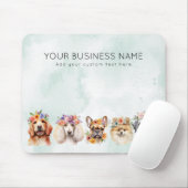 Hunde mit Blume, Aquarellgrün Mousepad (Mit Mouse)