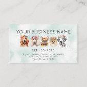 Hunde mit Blume, Aquarellgrün Visitenkarte (Rückseite)