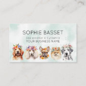 Hunde mit Blume, Aquarellgrün Visitenkarte (Vorderseite)