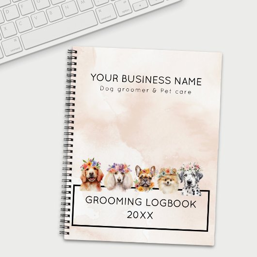 Hunde mit Blume, beige Aquarelltöne Notizblock