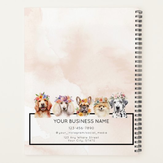 Hunde mit Blume, beige Aquarelltöne Planer (Rückseite)