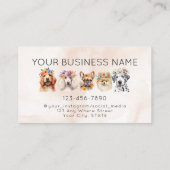 Hunde mit Blume, beige Aquarelltöne Visitenkarte (Rückseite)