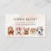 Hunde mit Blume, beige Aquarelltöne Visitenkarte (Vorderseite)