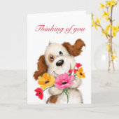 Hunde mit Blume, denken Sie an Sie Karte (Gelbe Blume)