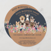 Hunde mit Blume Einladung (Vorne/Hinten)