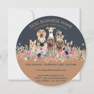 Hunde mit Blumen Kreis Einladung