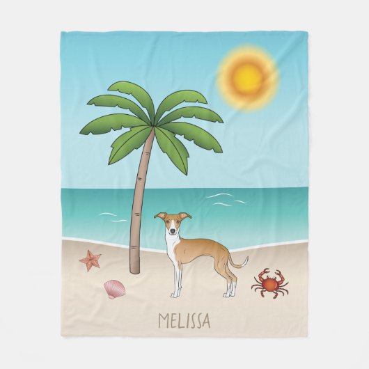 Hunde mit braunem und weißem Iggy an einem tropisc Fleecedecke (Vorderseite)