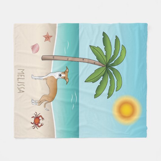 Hunde mit braunem und weißem Iggy an einem tropisc Fleecedecke (Vorderseite (Horizontal))