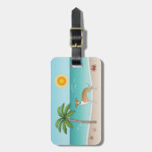 Hunde mit braunem und weißem Iggy an einem tropisc Gepäckanhänger (Vorderseite vertikal)