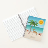 Hunde mit braunem und weißem Iggy an einem tropisc Notizblock (Innenseite)