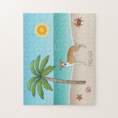 Hunde mit braunem und weißem Iggy an einem tropisc Puzzle (Vertikal)