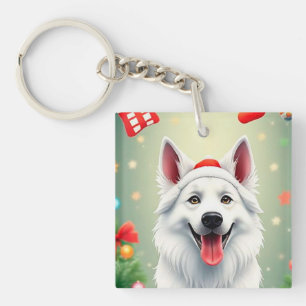 Hunde mit festlichen Weihnachtsdekorationen Schlüsselanhänger