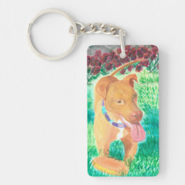 Hunde mit Frisbee und Rose Schlüsselanhänger