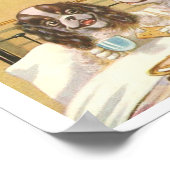 Hunde mit Frühstück im Bett Poster (Ecke)