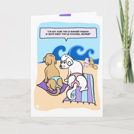 Hunde mit G-Strings Beach Funny Cartoon Card Karte (Vorderseite)