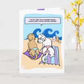 Hunde mit G-Strings Beach Funny Cartoon Card Karte (Gelbe Blume)