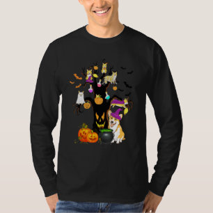 Hunde mit Halloween-Kostüm Corgi Hund mit Baumhund T-Shirt