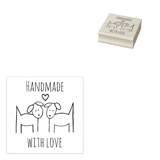Hunde mit Herz, handgemacht mit Liebe Gummistempel (Stempel)
