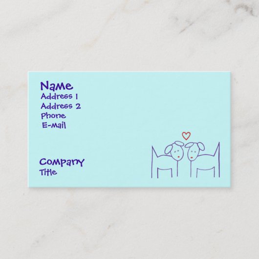 Hunde mit Herz Visitenkarte (Vorderseite)
