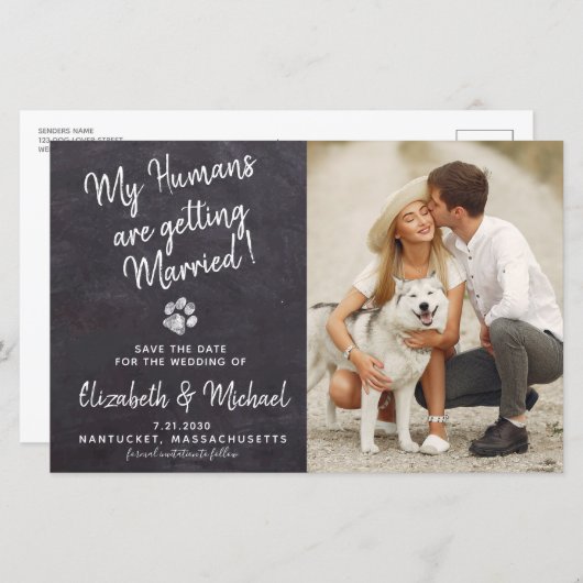 Hunde mit Hochzeitskinder sparen Datumskarten (Vorne/Hinten)