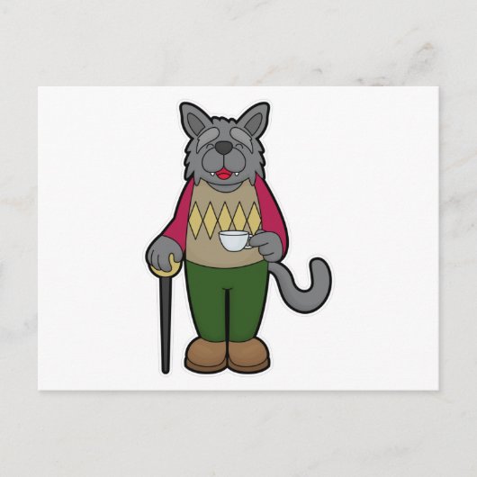 Hunde mit Kaffee-Cup Postkarte (Vorderseite)