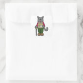 Hunde mit Kaffee-Cup Quadratischer Aufkleber (Tasche)