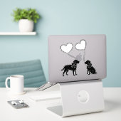 Hunde mit Liebe Herzblasen Aufkleber (Laptop auf Schreibtisch)
