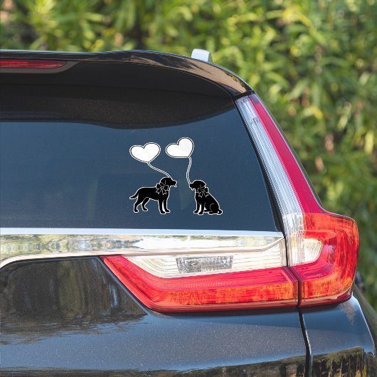 Hunde mit Liebe Herzblasen Aufkleber (Auto Seite)