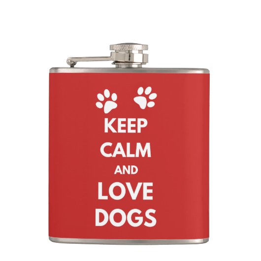 Hunde mit Liebe und Ruhe behalten Flachmann (Vorderseite)