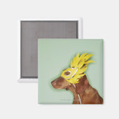 Hunde mit Maske Magnet (Vorderseite/Rückseite)