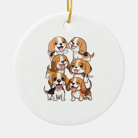 Hunde mit niedlichem Beagle Keramik Ornament (Vorne)