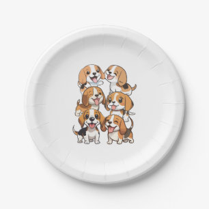 Hunde mit niedlichem Beagle Pappteller