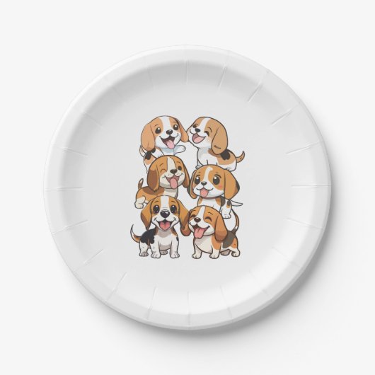 Hunde mit niedlichem Beagle Pappteller (Vorderseite)