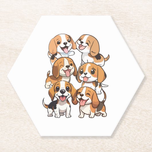 Hunde mit niedlichem Beagle Untersetzer (Vorderseite)