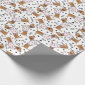 Hunde mit niedlicher Dackel, die rosa Pullover tra Geschenkpapier (Ecke)