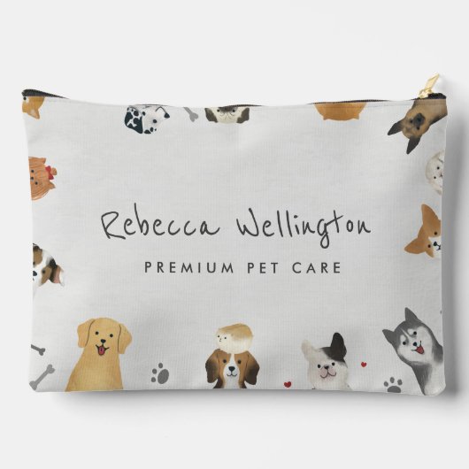 Hunde mit niedlicher Wasserfarbe Sitter Hund Walke Zubehörtasche (Rückseite)