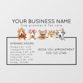 Hunde mit Öffnungszeiten der Blume Fensteraufkleber (Blatt)