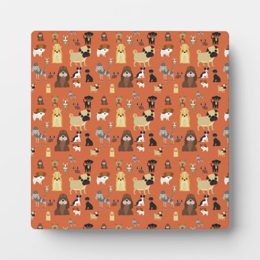 Hunde mit orangefarbenem Hintergrund. Fotoplatte (Vorderseite)
