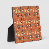 Hunde mit orangefarbenem Hintergrund. Fotoplatte (Vorderseite)