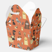 Hunde mit orangefarbenem Hintergrund. Geschenkschachtel (Geöffnet)