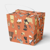 Hunde mit orangefarbenem Hintergrund. Geschenkschachtel (Rückseite)