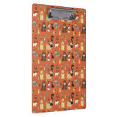 Hunde mit orangefarbenem Hintergrund. Klemmbrett (Rechts)